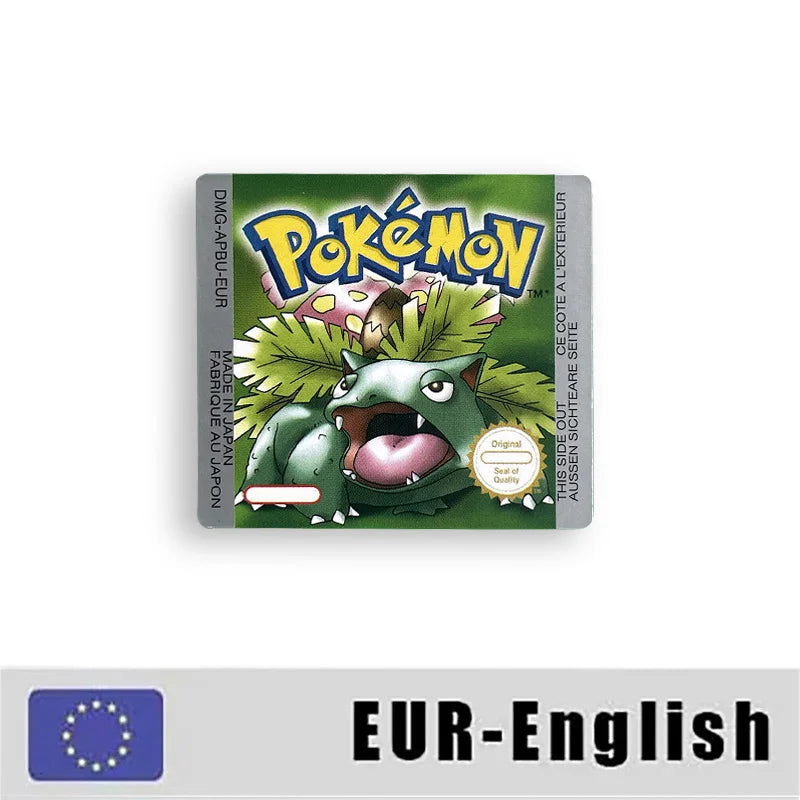 Pokemon Yellow Blue Red Crystal Silver Gold Green USA EUR FRA ESP NOE ITA Metallic Label Sticker for GBC