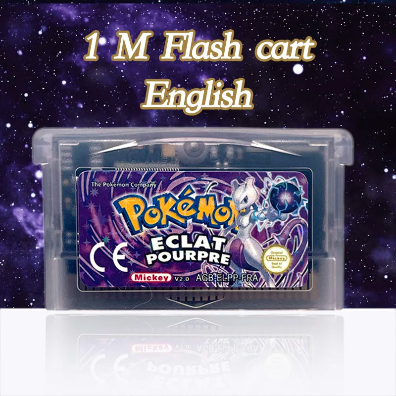 FRA Version Pokemon CHROME ECLAT POURPRE 2.0 FIRE BLACK 1.3 1 M Flash cart GBA Game Cartridge Video Game Console for gba Rom Hack French