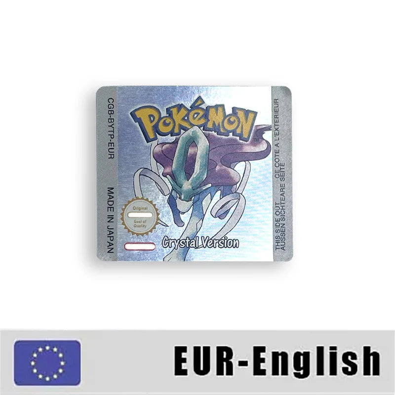 Pokemon Yellow Blue Red Crystal Silver Gold Green USA EUR FRA ESP NOE ITA Metallic Label Sticker for GBC