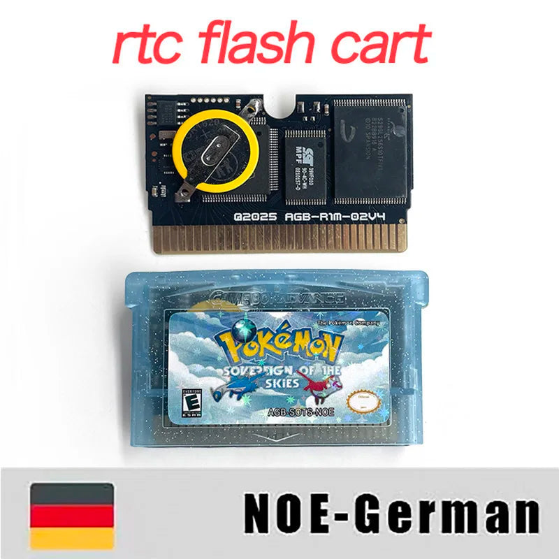 GBA Game Pokemon Sovereign of the skies 1.2.1.2 USA NOE Version RTC Flash cart game Cartridge Rom Hack German English