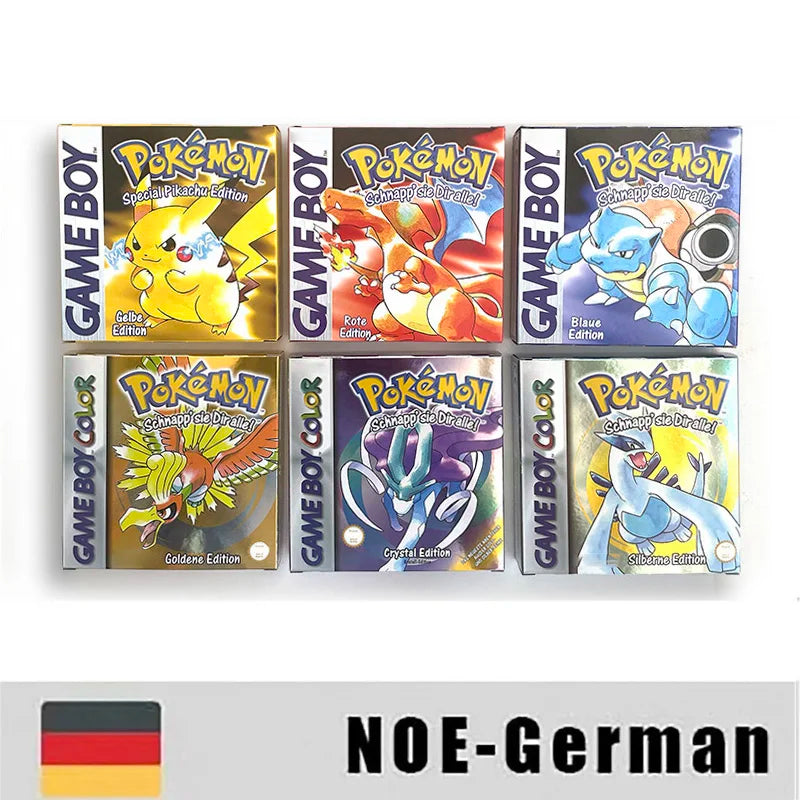 USA ITA NOE FRA ESP version battery save cart sealed pokemon blue 16 bit box tray manual Game Cartridge for GBC