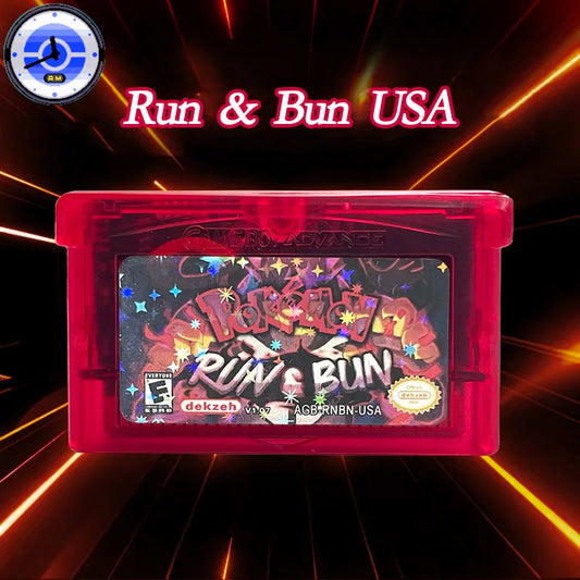 USA VERSION GBA Game Pokemon Run & Bun (v1.07) RTC Flash cart Real Time Clock GAME Cartridge Rom Hack English