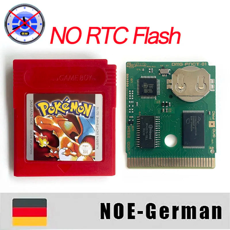 ITA ESP EUR FRA NOE RTC flash cart NO RTC FLASH CART Pokemon gold silver yellow crystal 16 bit Rom Hack Game Cartridge for GBC