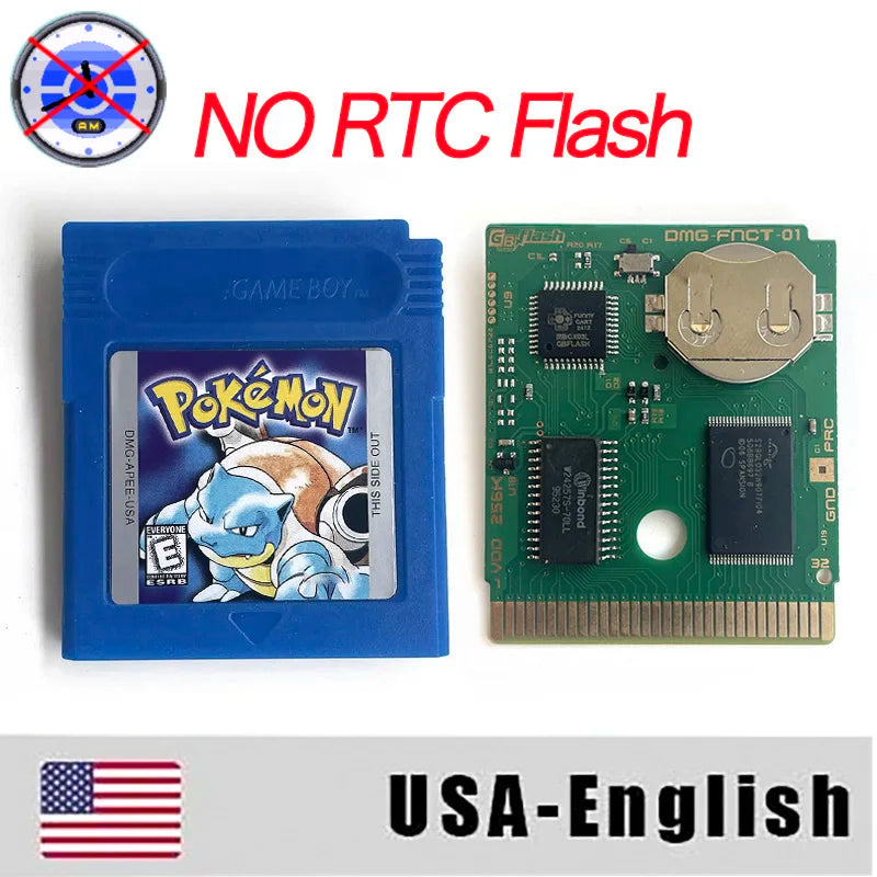 ITA ESP EUR FRA NOE RTC flash cart NO RTC FLASH CART Pokemon gold silver yellow crystal 16 bit Rom Hack Game Cartridge for GBC