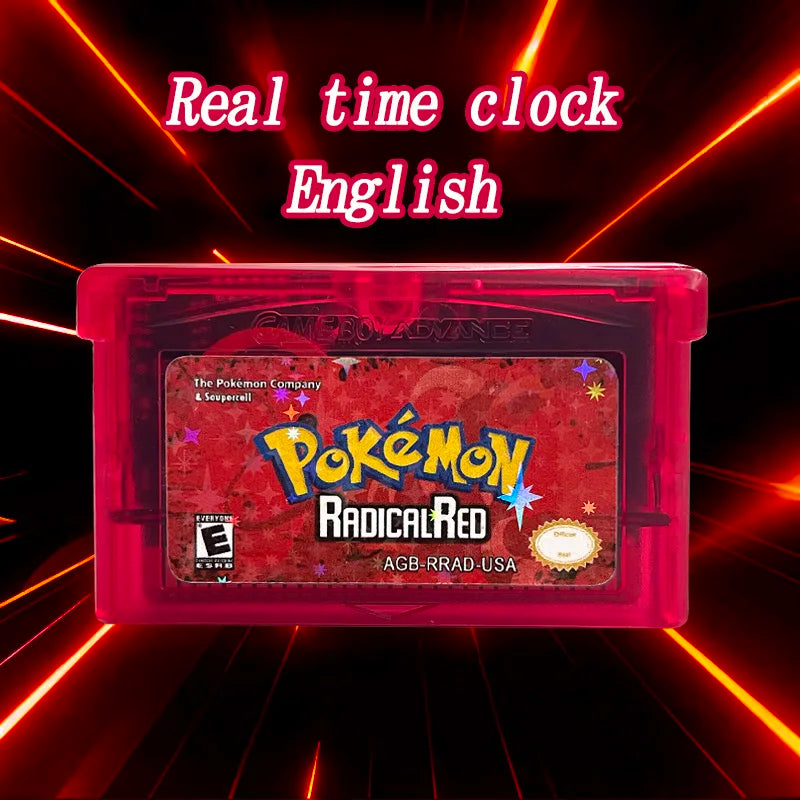 USA Version Pokemon Radical Red v4.1.gba RTC Flash cart Real Time Clock GBA Game Cartridge Rom Hack English