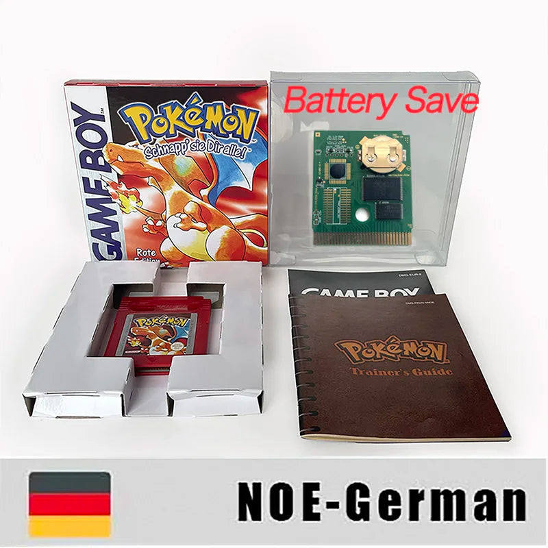 USA ITA NOE FRA ESP version battery save cart sealed pokemon blue 16 bit box tray manual Game Cartridge for GBC