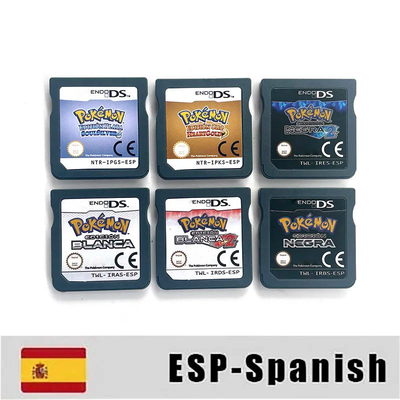 USA FRA ITA NOE ESP Pokemon HeartGold SoulSilver Black 1 2 White 1 2 Game Cartridge for DS NDS 3DS
