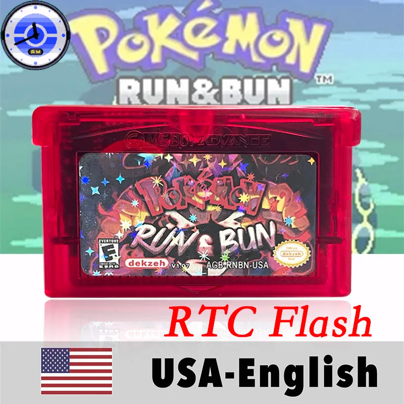 USA English RTC Flash Cart Pokemon Altered Emerald Odyssey GLAZED Flora Sky quetzal pisces Game Cartridge Card Rom Hack for Gba