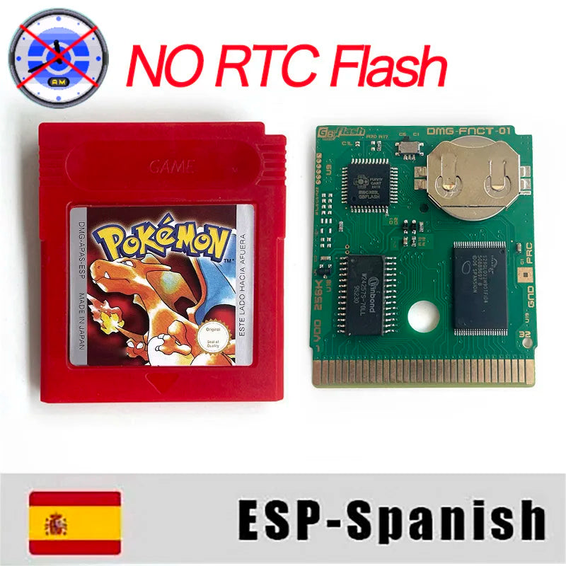 ITA ESP EUR FRA NOE RTC flash cart NO RTC FLASH CART Pokemon gold silver yellow crystal 16 bit Rom Hack Game Cartridge for GBC