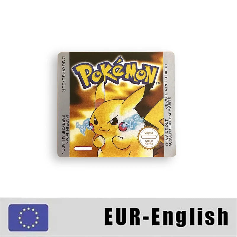 Pokemon Yellow Blue Red Crystal Silver Gold Green USA EUR FRA ESP NOE ITA Metallic Label Sticker for GBC