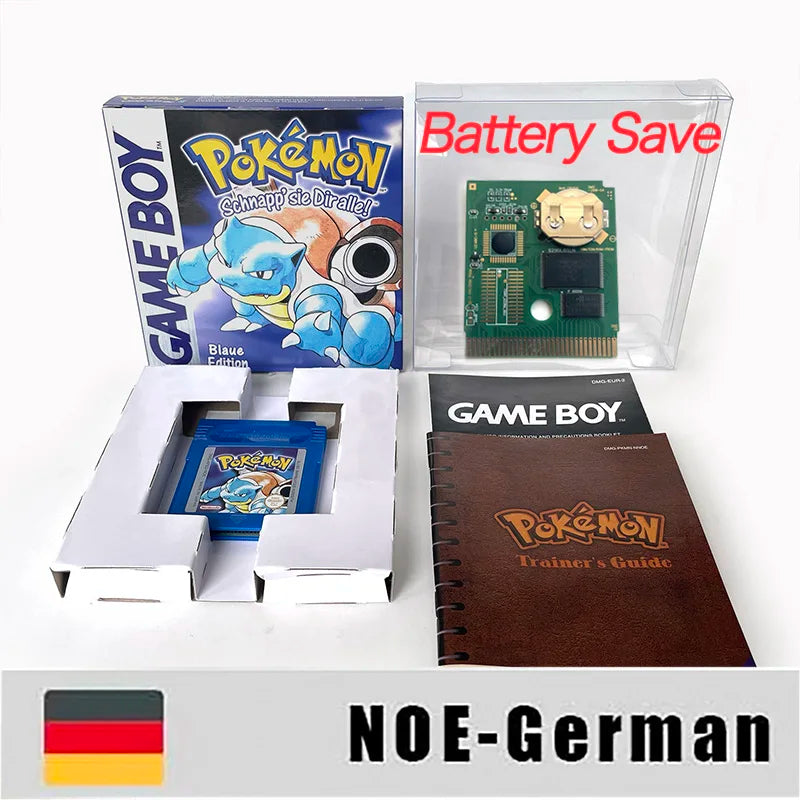 USA ITA NOE FRA ESP version battery save cart sealed pokemon blue 16 bit box tray manual Game Cartridge for GBC