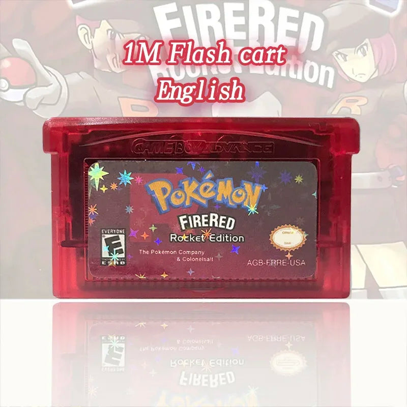 USA ESP Pokemon firered rocket (v1.02).gba 1M Flash cart  GBA Game Cartridge Rom Hack Spanish English