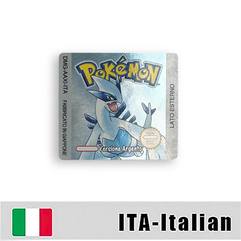 Pokemon Yellow Blue Red Crystal Silver Gold Green USA EUR FRA ESP NOE ITA Metallic Label Sticker for GBC