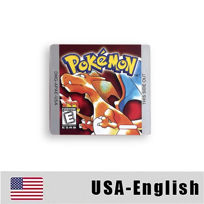 Pokemon Yellow Blue Red Crystal Silver Gold Green USA EUR FRA ESP NOE ITA Metallic Label Sticker for GBC