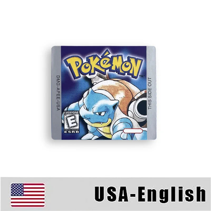 Pokemon Yellow Blue Red Crystal Silver Gold Green USA EUR FRA ESP NOE ITA Metallic Label Sticker for GBC
