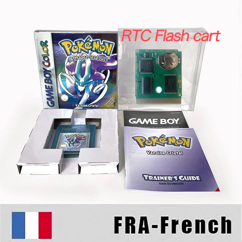 USA ITA NOE FRA ESP pokemon Gold silver RTC NO RTC Flash cart sealed 16 bit box tray manual Game Cartridge for GBC