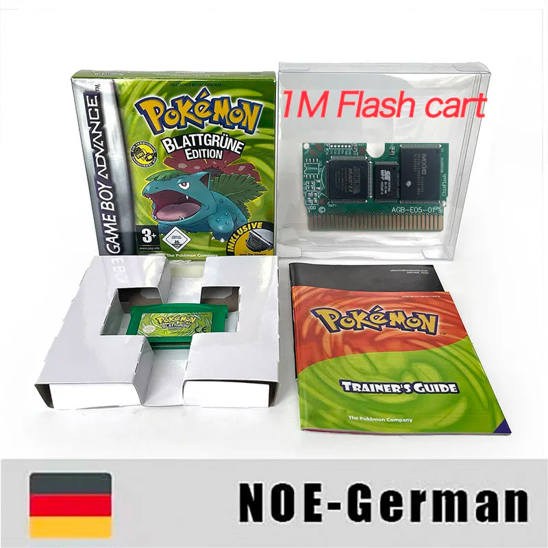 USA FRA NOE FRA version GBA game RTC 1 M Flash CART pokemon sapphire ruby sealed box tray Game Cartridge manual for gba
