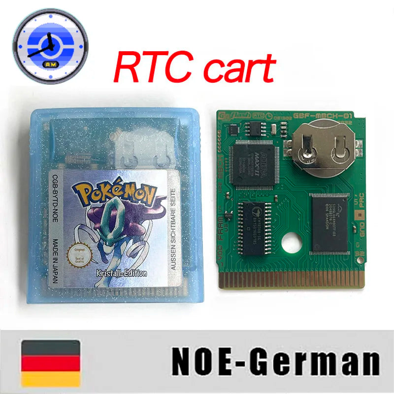 ITA ESP EUR FRA NOE RTC flash cart NO RTC FLASH CART Pokemon gold silver yellow crystal 16 bit Rom Hack Game Cartridge for GBC