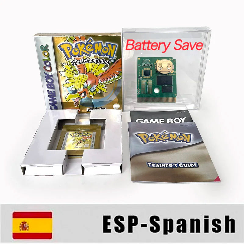 USA ITA NOE FRA ESP version battery save cart sealed pokemon blue 16 bit box tray manual Game Cartridge for GBC