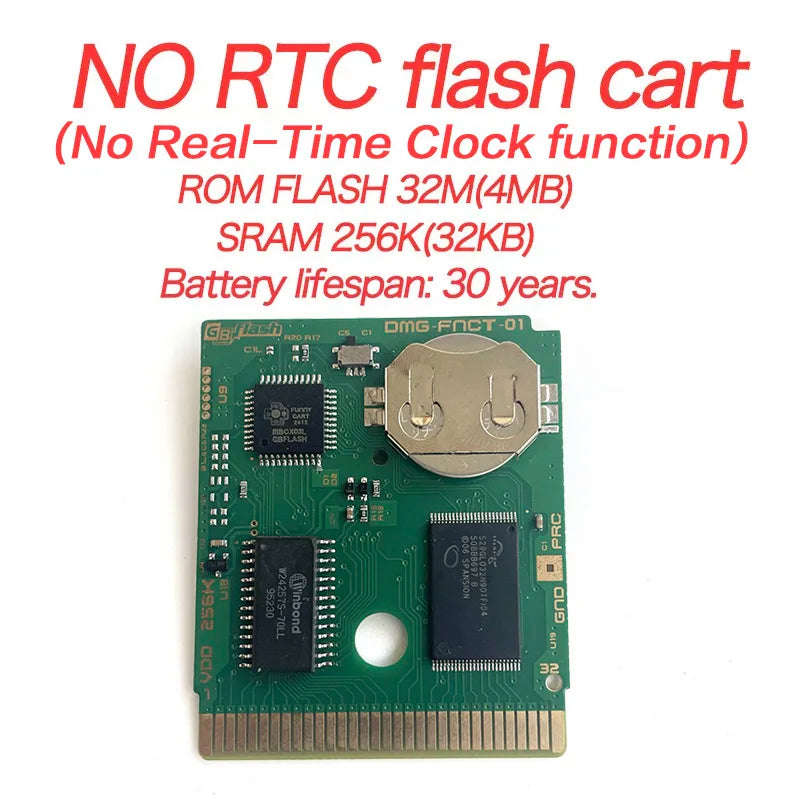 ITA ESP EUR FRA NOE RTC flash cart NO RTC FLASH CART Pokemon gold silver yellow crystal 16 bit Rom Hack Game Cartridge for GBC