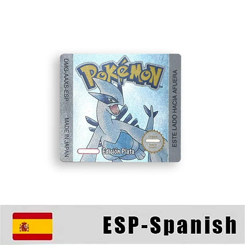 Pokemon Yellow Blue Red Crystal Silver Gold Green USA EUR FRA ESP NOE ITA Metallic Label Sticker for GBC