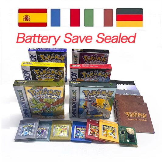 GBC GAME ITA NOE FRA ESP version battery save cart sealed pokemon blue 16 bit box tray manual Game Cartridge for GBC
