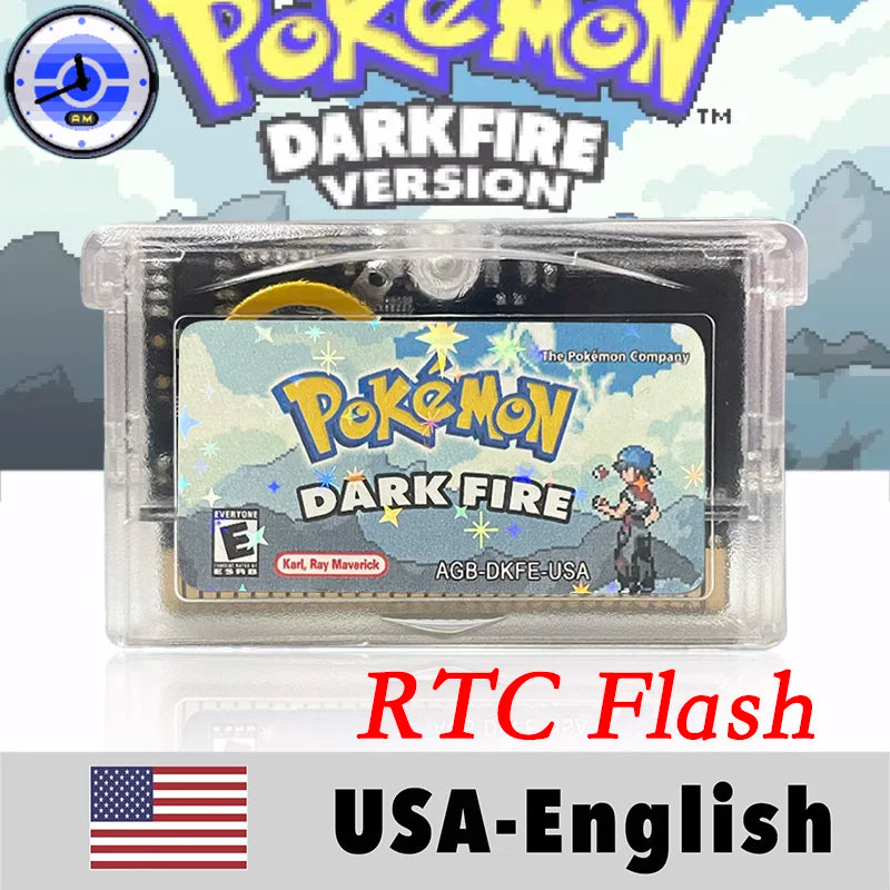 USA English RTC Flash Cart Pokemon Altered Emerald Odyssey GLAZED Flora Sky quetzal pisces Game Cartridge Card Rom Hack for Gba