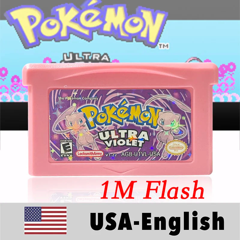 USA English  1 M Flash cart Pokemon moemon FIRERED GAIA MY ASS ash hoenn firered rocket CLOVER GBA Rom Hack Game Cartridge