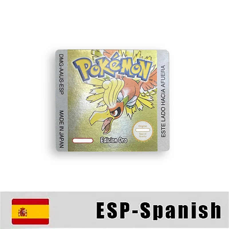 Pokemon Yellow Blue Red Crystal Silver Gold Green USA EUR FRA ESP NOE ITA Metallic Label Sticker for GBC