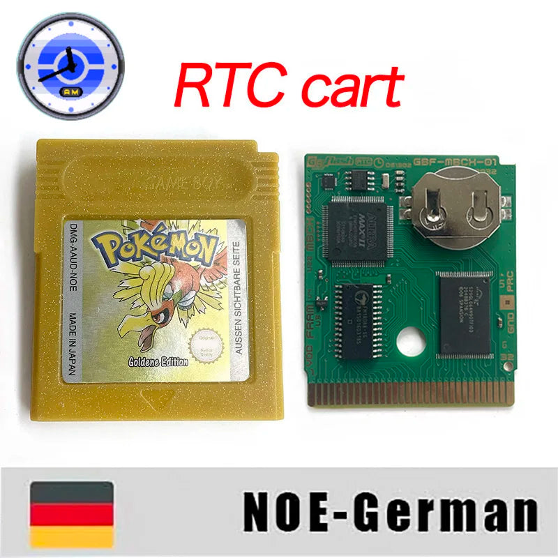 ITA ESP EUR FRA NOE RTC flash cart NO RTC FLASH CART Pokemon gold silver yellow crystal 16 bit Rom Hack Game Cartridge for GBC