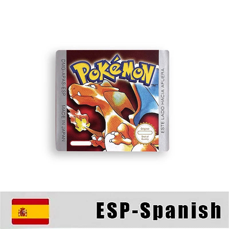 Pokemon Yellow Blue Red Crystal Silver Gold Green USA EUR FRA ESP NOE ITA Metallic Label Sticker for GBC