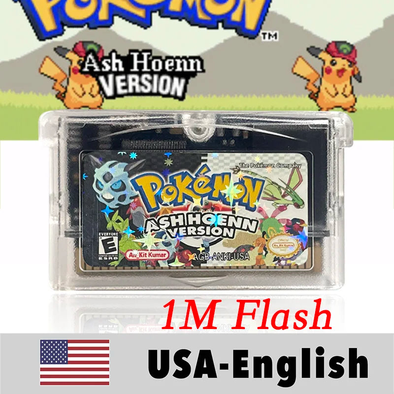 USA English  1 M Flash cart Pokemon moemon FIRERED GAIA MY ASS ash hoenn firered rocket CLOVER GBA Rom Hack Game Cartridge