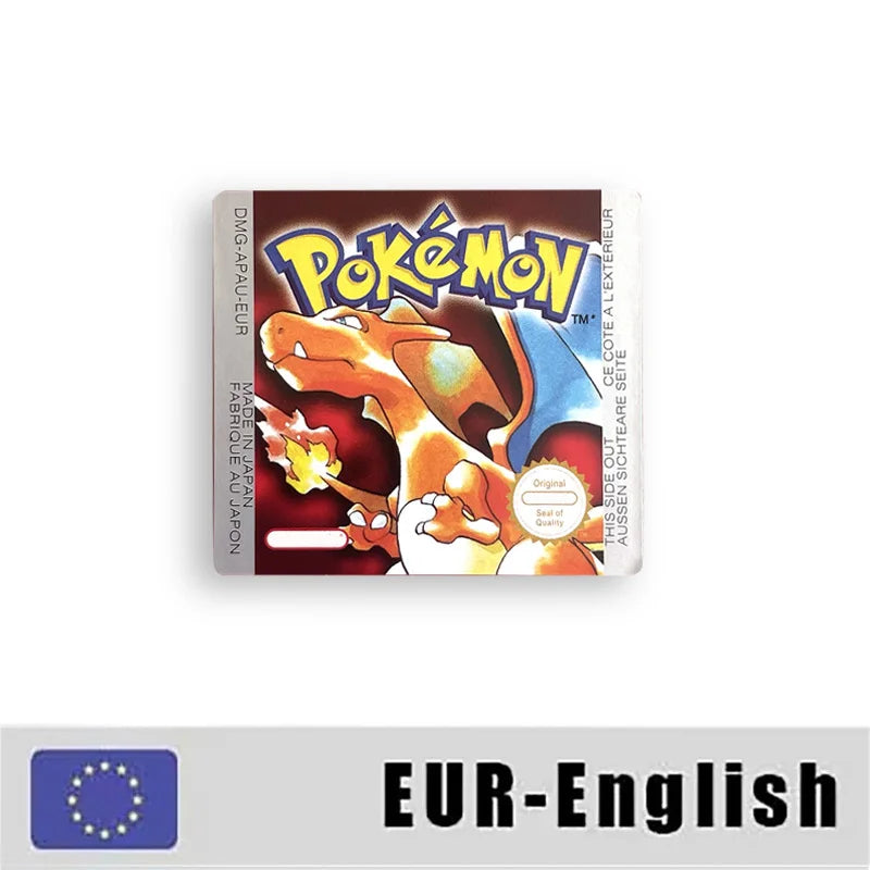 Pokemon Yellow Blue Red Crystal Silver Gold Green USA EUR FRA ESP NOE ITA Metallic Label Sticker for GBC