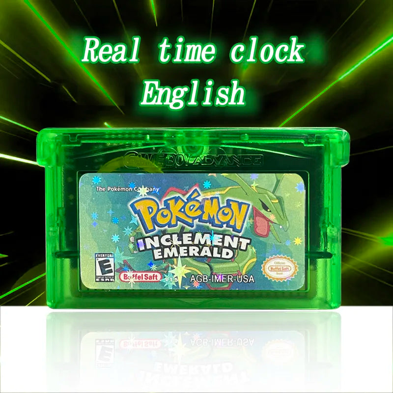 USA VERSION GBA Game Pokemon INCLEMENT EMERALD v1.5 RTC Flash cart Real Time Clock Cartridge Video Console Card Rom Hack English