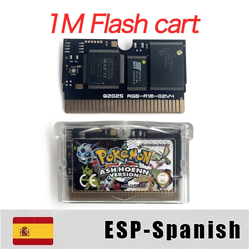 USA ESP Version Pokemon ash hoenn version 1 M Flash cart game Cartridge  Rom Hack Spanish English for GBA Game