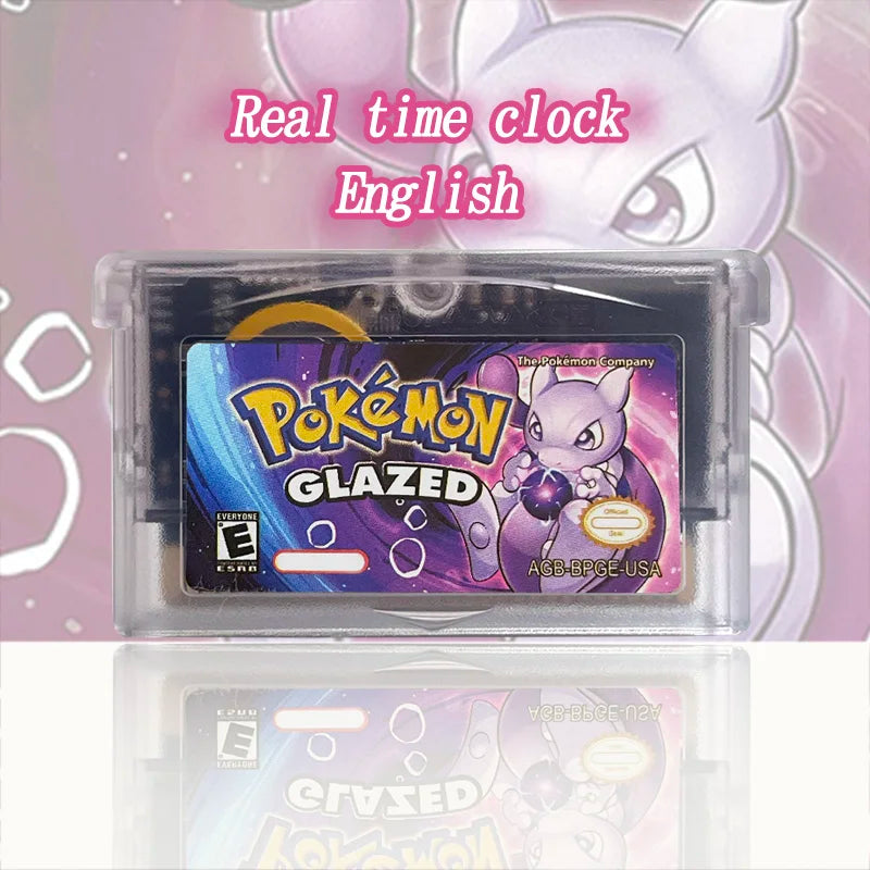 Pokemon glazed USA ESP PT Version GBA Game RTC Flash cart Cartridge Video Game Card Rom Hack Spanish Portuguese English