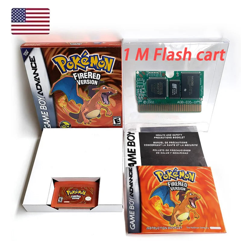 pokemon firered version cartridge with box manual for gba game boy advance