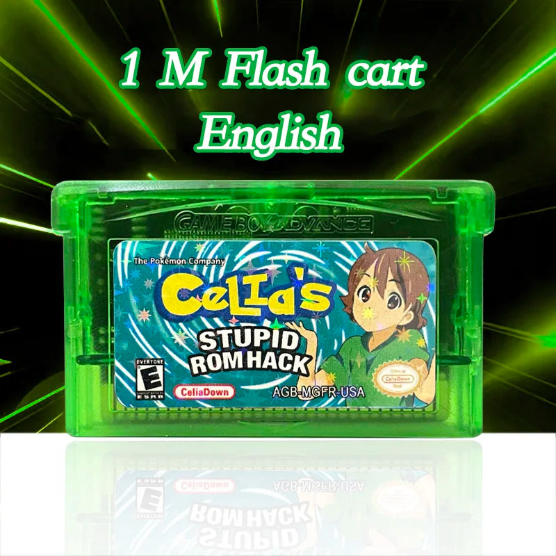 pokemon Celia's STUPID ROMHACK USA Version English 1 M Flash Cart Video Game Console Rom Hack Game Cartridge for gba