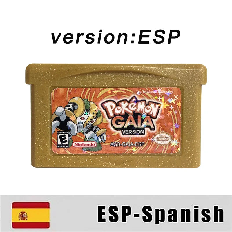 Pokemon GAIA USA ESP PT 1 M Flash cart GBA Nintendo Game Cartridge Video Game Card Rom Hack Portuguese Spanish English