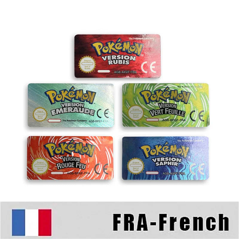 Pokemon Leaf Green Fire Red Ruby Emerald Sapphire Game Cartridge Label Stickers for Gba