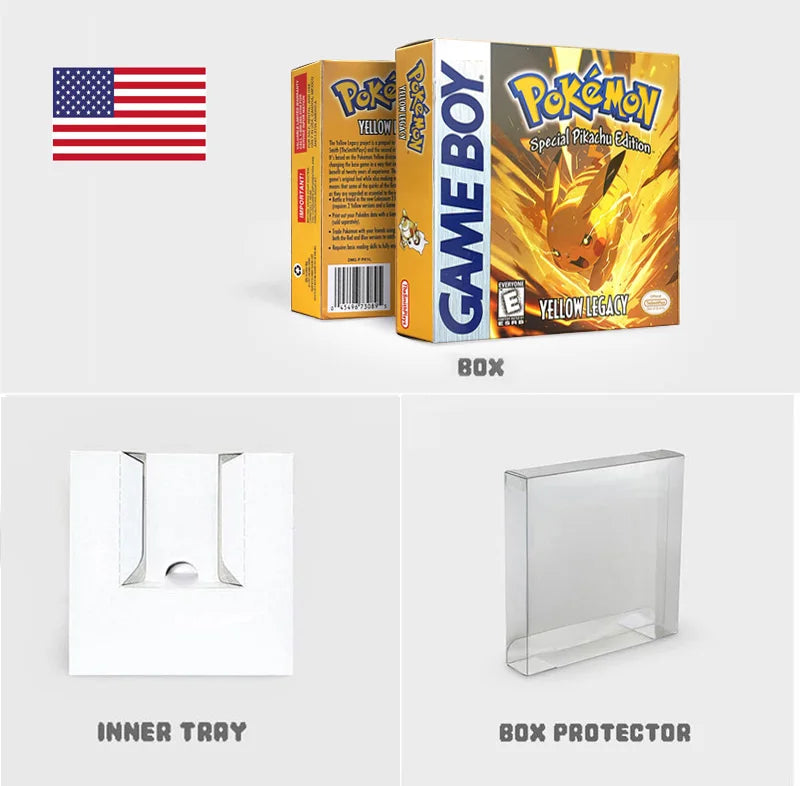 Pokemon YELLOW LEGACY  ( Battery Save / NO RTC Flash ) Cartridge for GBC