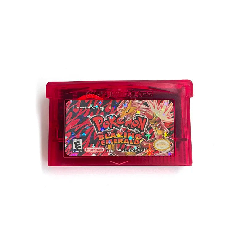 USA VERSION GBA Game Pokemon BLAZING EMERALD V1.6 RTC Flash cart Real Time Clock GAME Cartridge Card Rom Hack English