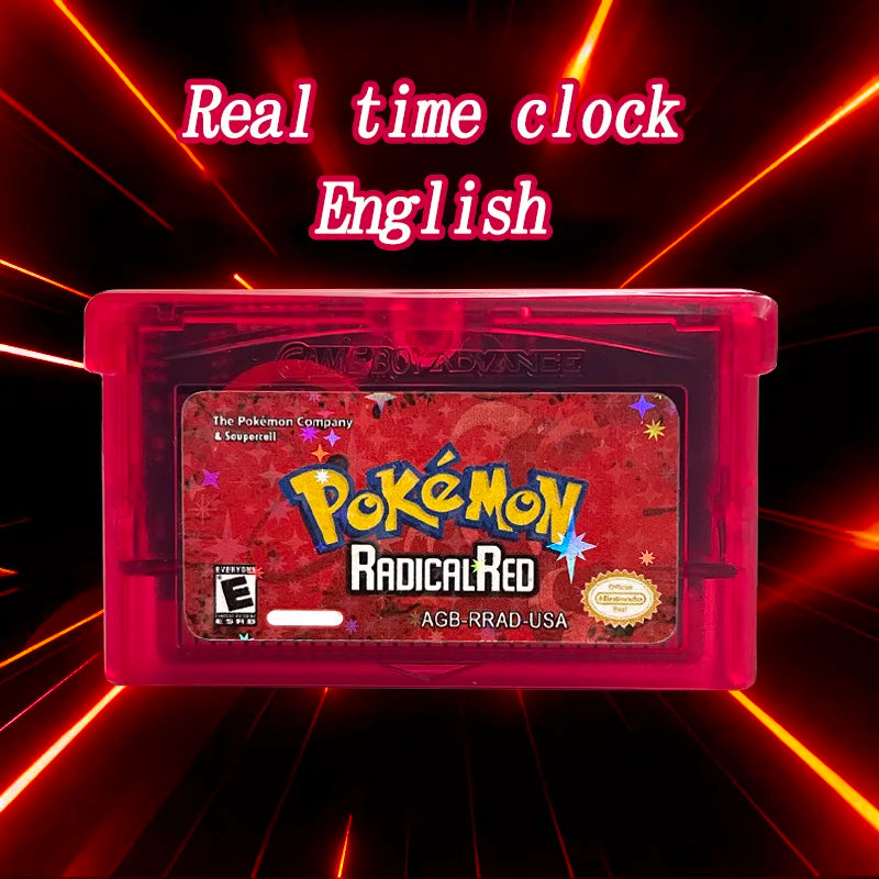 Pokemon RADICAL RED USA RTC Flash cart GBA Nintendo Game Cartridge Video Console Card Rom Hack English