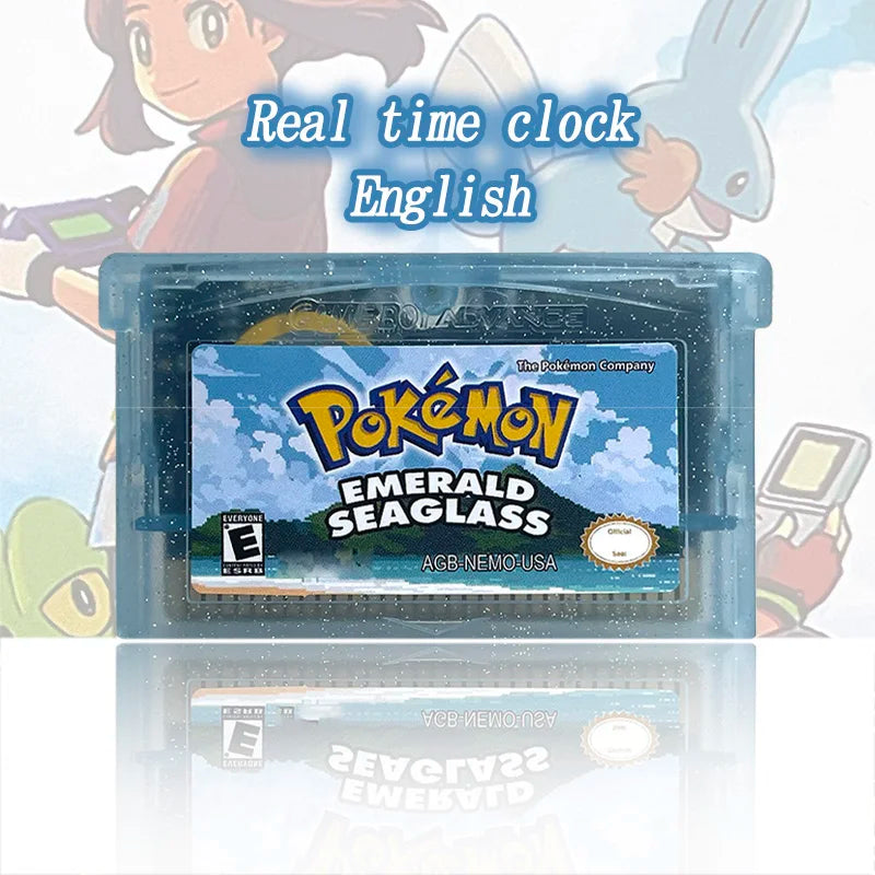 USA Version Pokemon emerald seaglass v3.0.RTC Flash cart Real Time Clock GBA Game Cartridge Card Rom Hack English