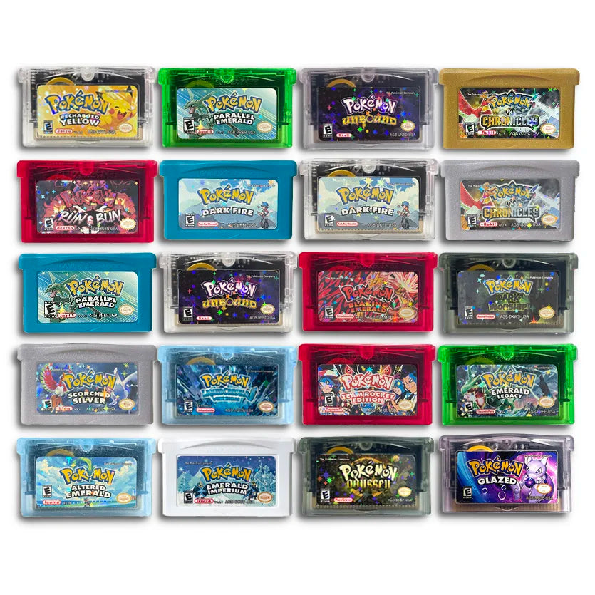USA English RTC Flash Cart Pokemon Altered Emerald Odyssey GLAZED Flora Sky quetzal pisces Game Cartridge Card Rom Hack for Gba