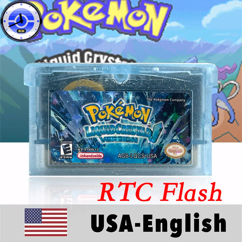 USA English RTC Flash Cart Pokemon Altered Emerald Odyssey GLAZED Flora Sky quetzal pisces Game Cartridge Card Rom Hack for Gba