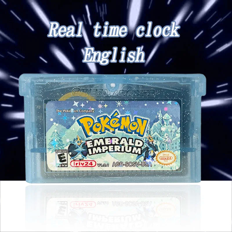 USA VERSION GBA Game Pokemon Emerald Imperium V1.3.1 RTC Flash cart Real Time Clock Cartridge Rom Hack English