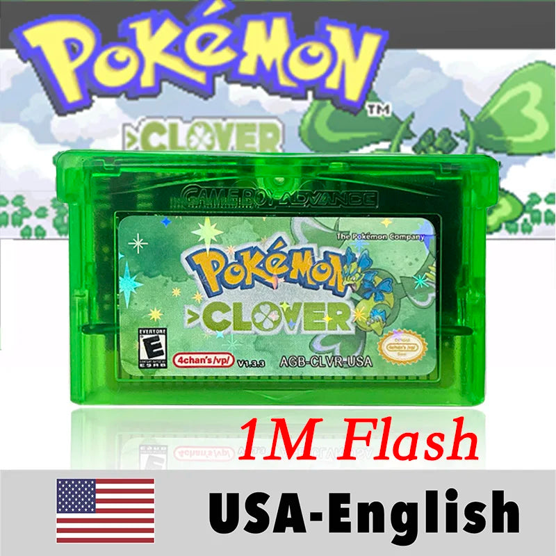 USA English  1 M Flash cart Pokemon moemon FIRERED GAIA MY ASS ash hoenn firered rocket CLOVER GBA Rom Hack Game Cartridge