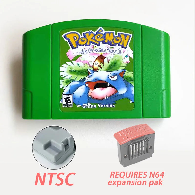 USA NTSC Pokemon Blue Crystal Red Silver Yellow Gold Green Game Cartridge 64 Bit Game Consoles with Retail Box for N64