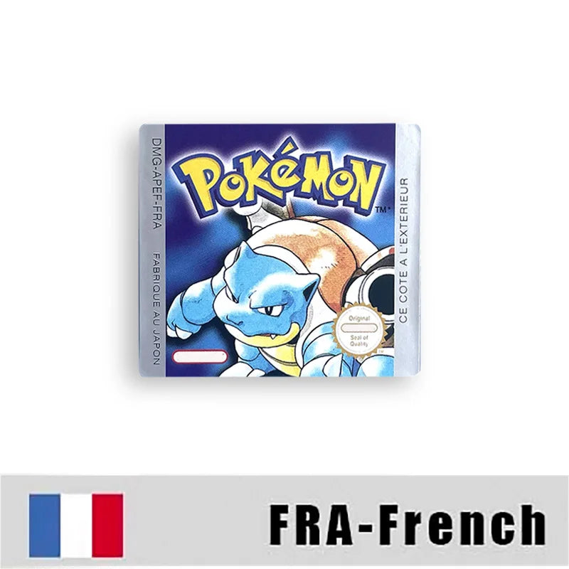 Pokemon Yellow Blue Red Crystal Silver Gold Green USA EUR FRA ESP NOE ITA Metallic Label Sticker for GBC
